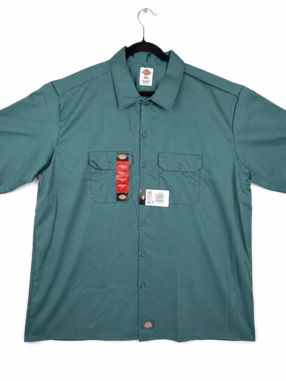 Dickies Work Shirt Men's 2XL Green Short Sleeve Button Up Original Fit NWT